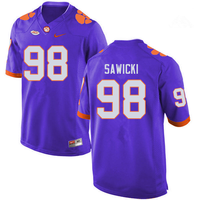 Men #98 Steven Sawicki Clemson Tigers College Football Jerseys Sale-Purple - Click Image to Close